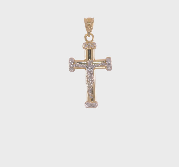 14k Two-tone Gold Celtic Iona Crucifix Pendant