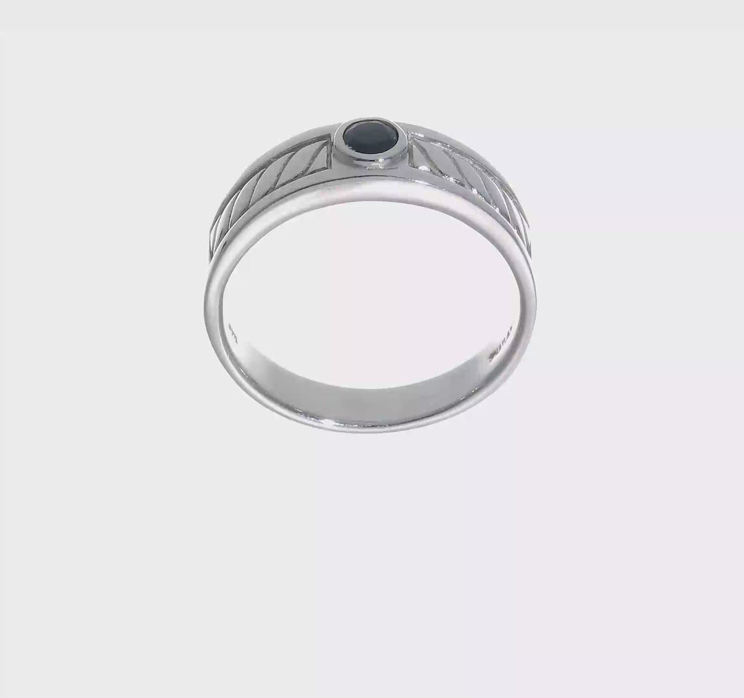 Sterling Silver 6.95 mm Onyx Men's Ring, view 7 of 7