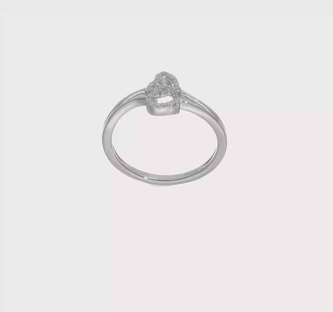 Sterling Silver 2 mm 11 mm Top 1.69 g Diamond Heart Ring, view 7 of 7