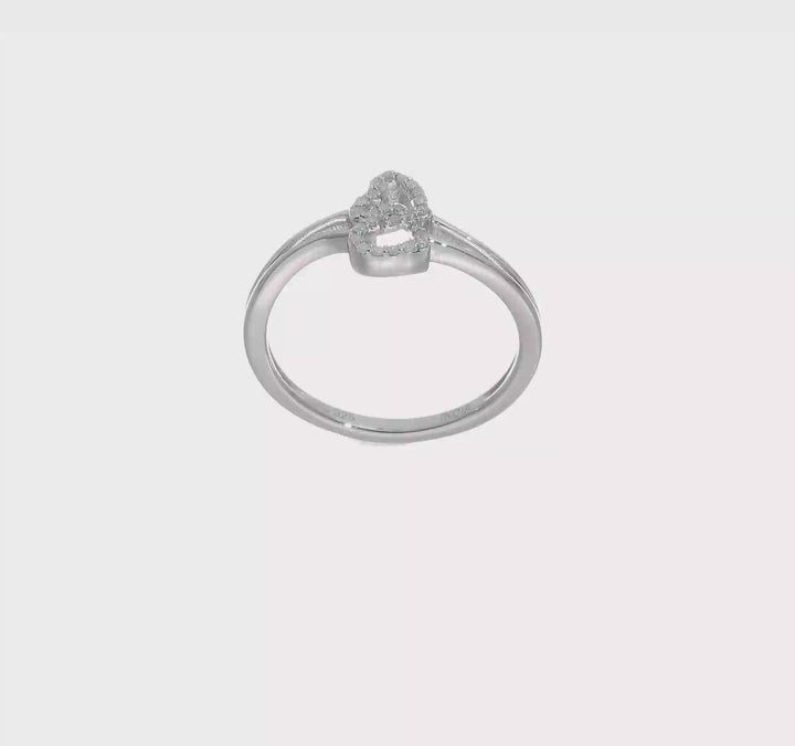 Sterling Silver 2 mm 11 mm Top 1.69 g Diamond Heart Ring, view 7 of 7