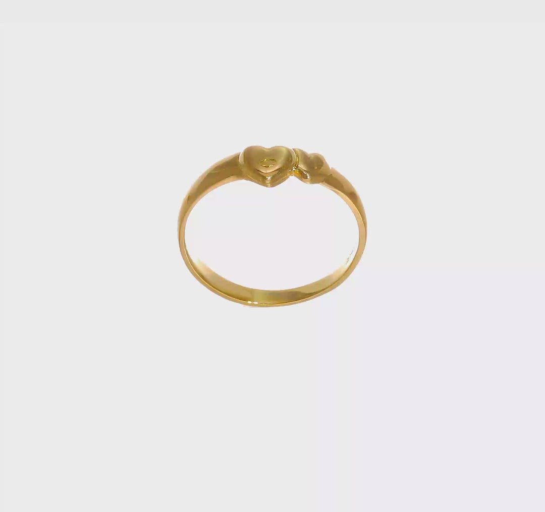 14k Yellow Gold Polished Adjoining Hearts Ring, view 7 of 7
