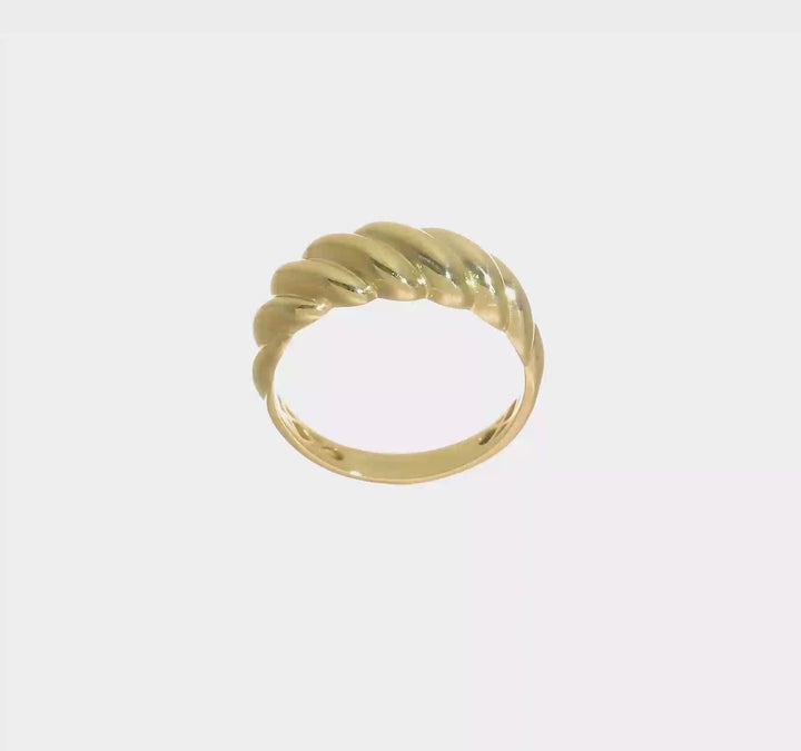 14k Yellow Gold Polished Twisted Domed Ring, view 7 of 7