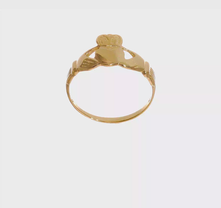 14k Yellow Gold 12 mm 2.88 g Men's Polished Claddagh Ring, view 8 of 8