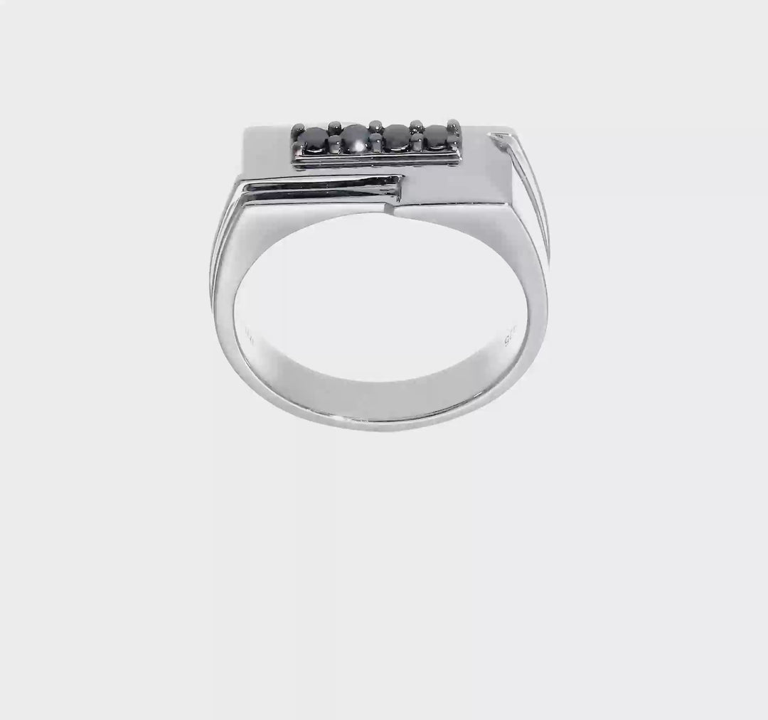 Sterling Silver Black Diamond Polished Men's Ring, view 6 of 6