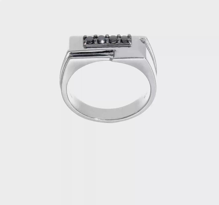 Sterling Silver Black Diamond Polished Men's Ring, view 6 of 6