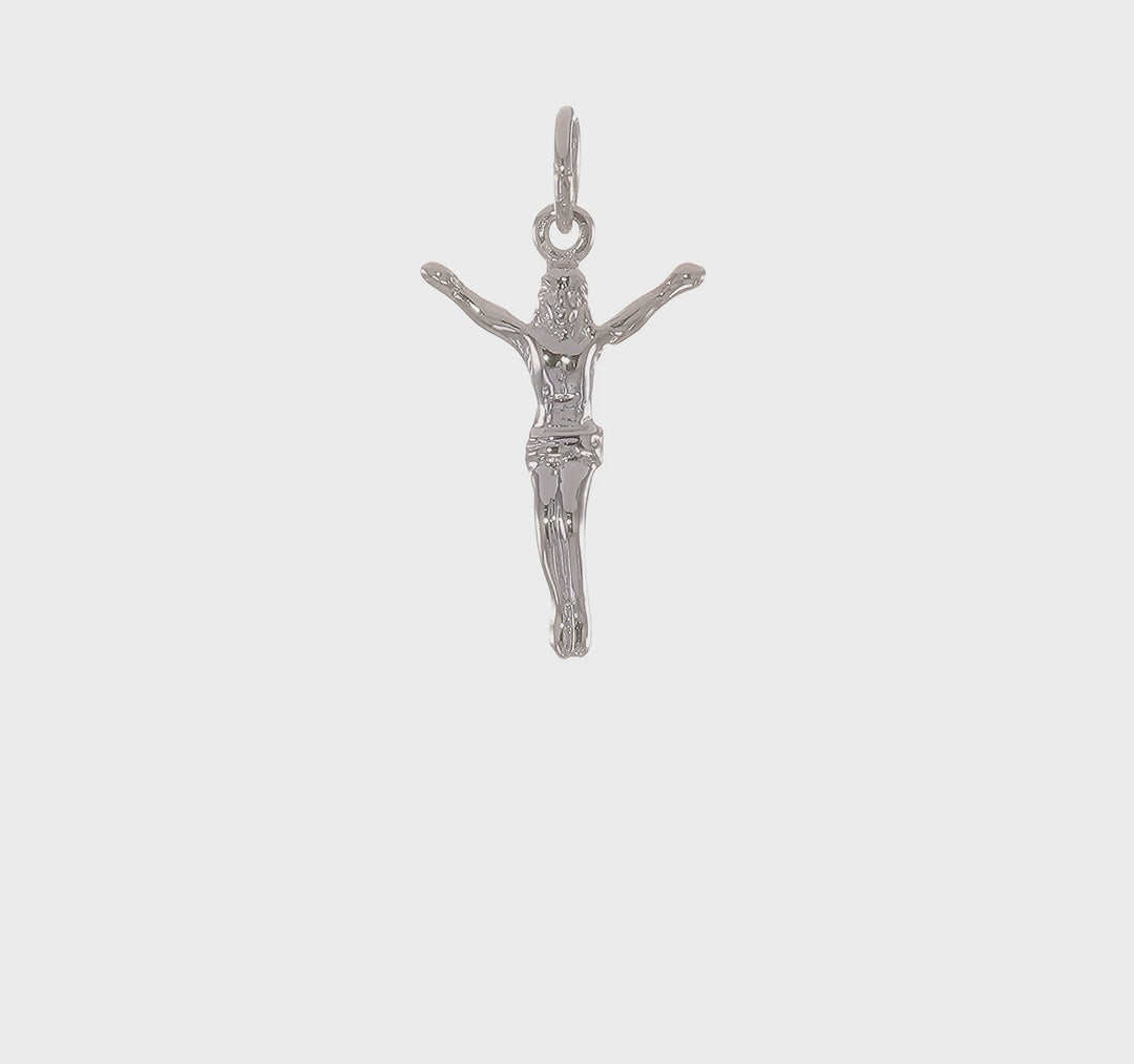 14k White Gold Jesus Charm Pendant