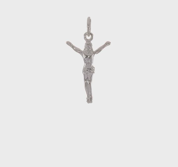 14k White Gold Jesus Charm Pendant