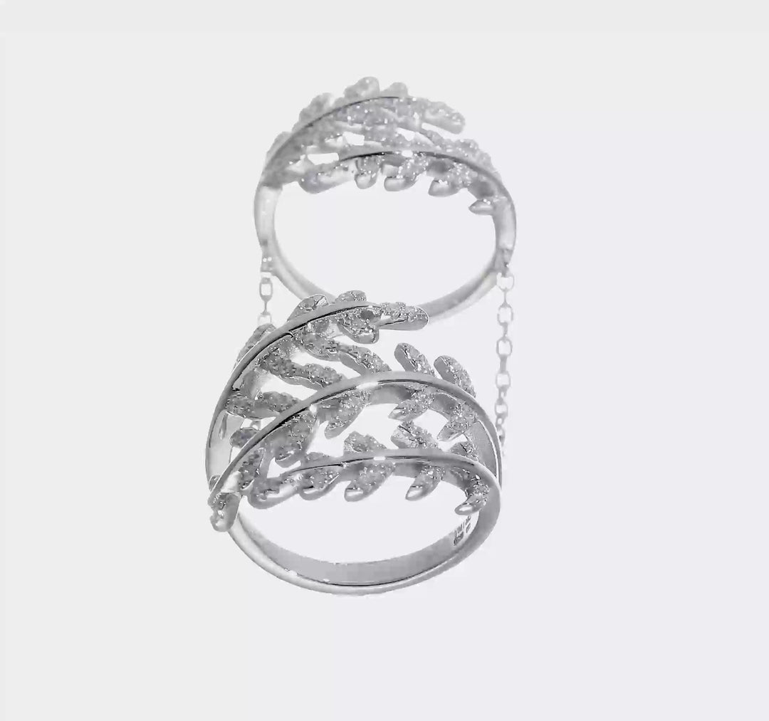 Sterling Silver CZ Leaf with Extender Ring, view 6 of 6
