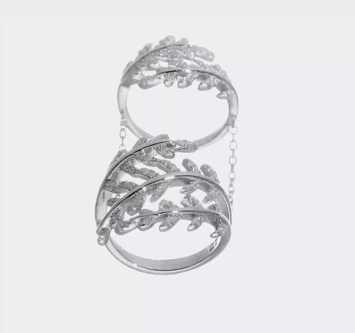 Sterling Silver CZ Leaf with Extender Ring, view 6 of 6