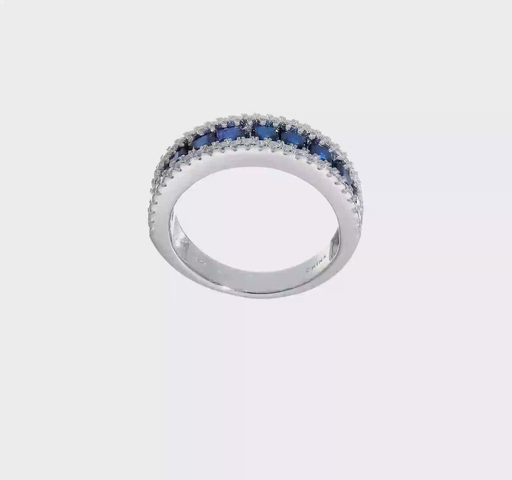 Sterling Silver Synthetic Blue Spinel & CZ Ring, view 7 of 7