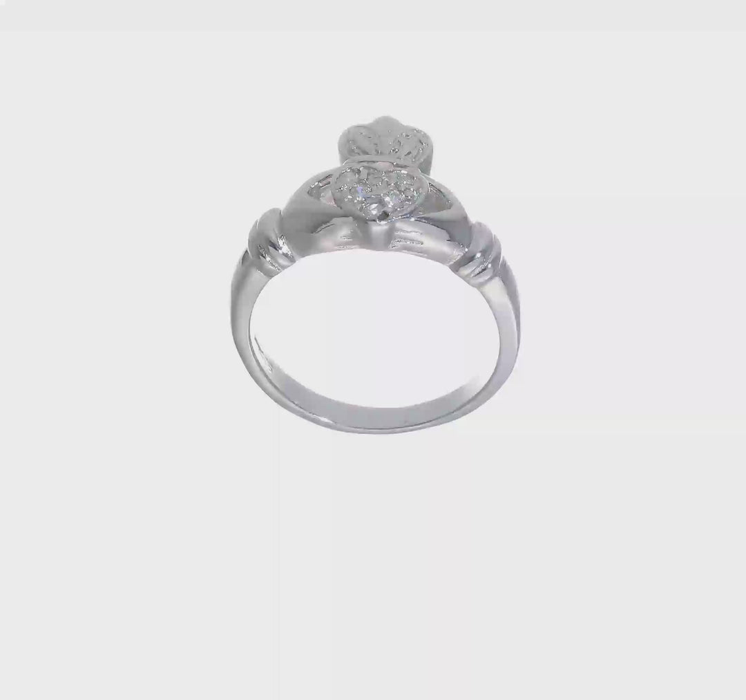 Sterling Silver CZ Claddagh Ring, view 7 of 7