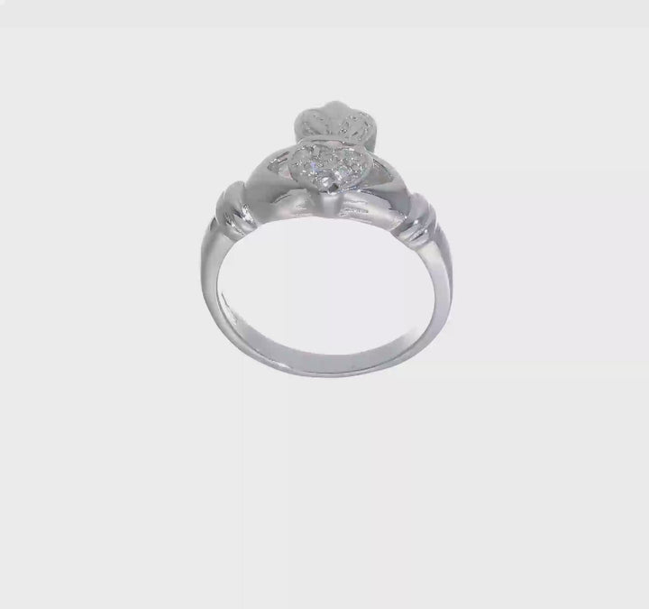 Sterling Silver CZ Claddagh Ring, view 7 of 7