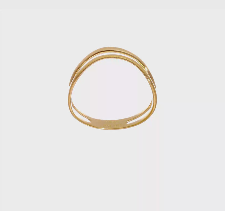 14k Yellow Gold Polished Double Wave Fashion Thumb Ring, view 7 of 7