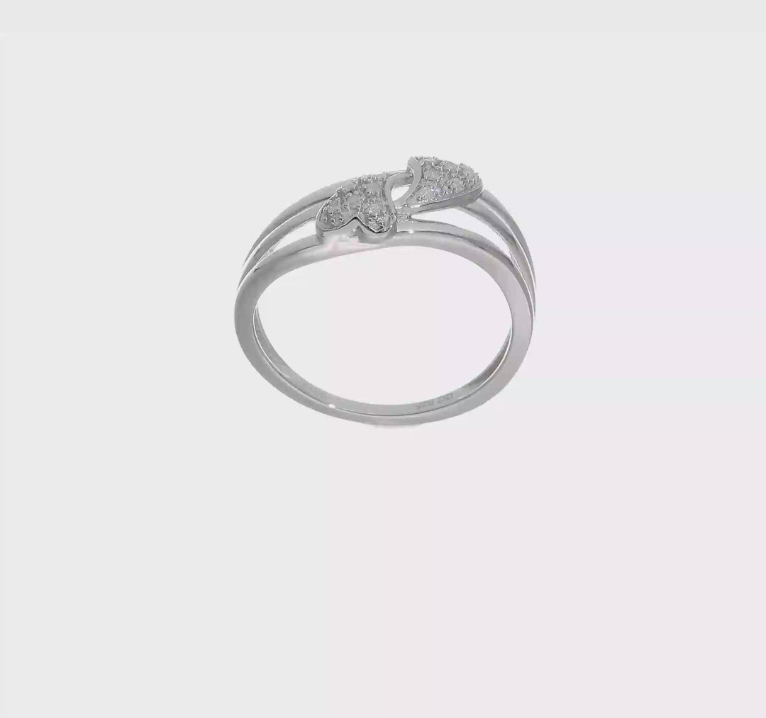 Sterling Silver Diamond Two Heart Ring, view 5 of 5