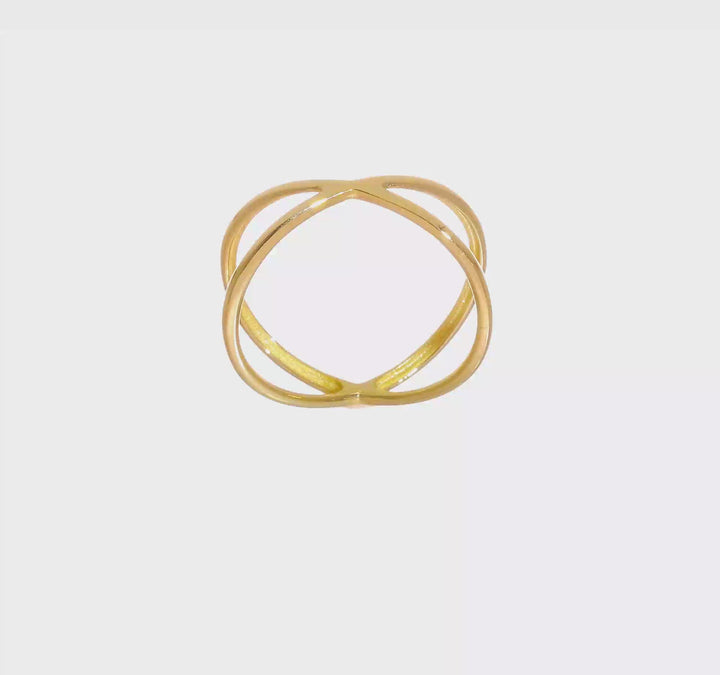14k Yellow Gold Polished Double Crisscross Ring, view 6 of 6