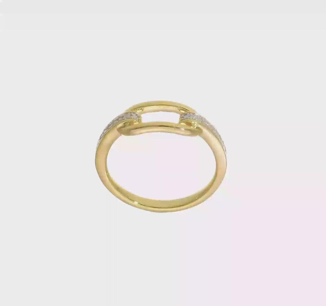 14k Yellow Gold Polished 1/20 Carat Diamond Link Fashion Ring, video