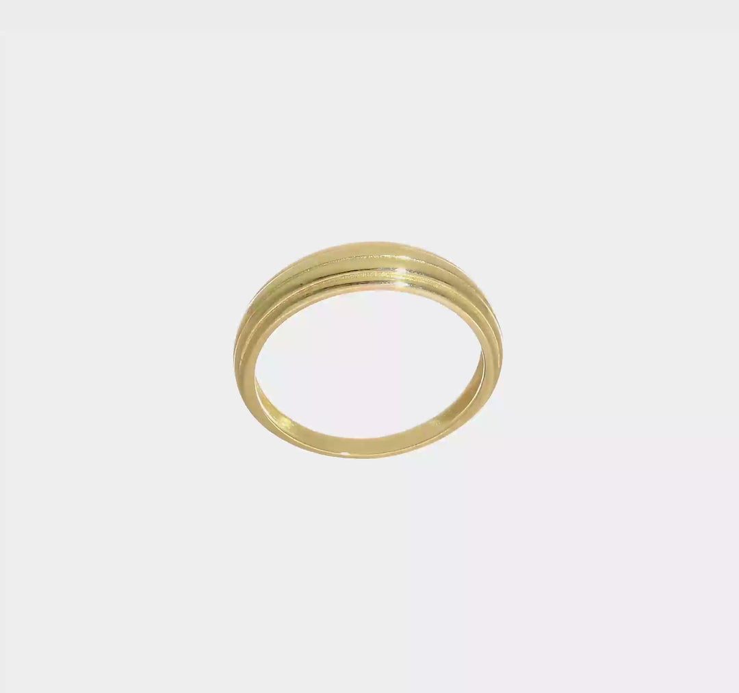 14k Yellow Gold Polished Grooved Graduated Ring, view 8 of 8