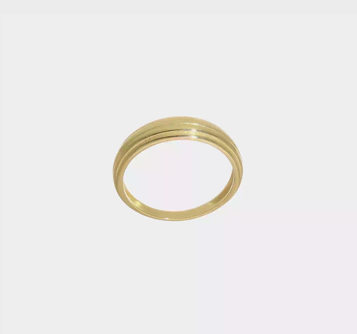 14k Yellow Gold Polished Grooved Graduated Ring, view 8 of 8