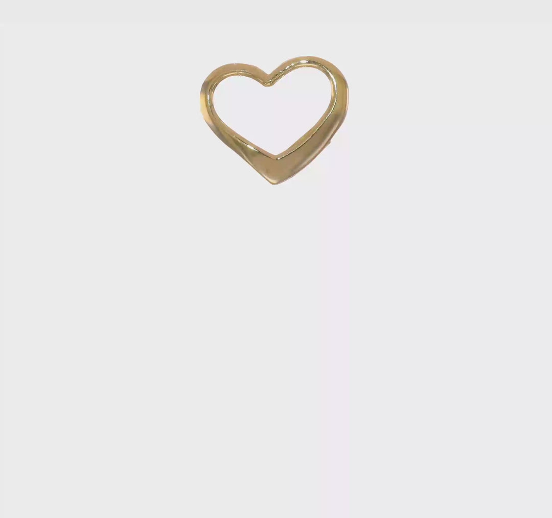 14k Yellow Gold Floating Heart Design Slide Pendant