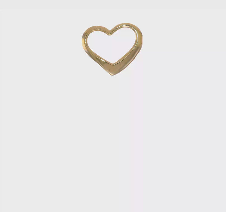 14k Yellow Gold Floating Heart Design Slide Pendant