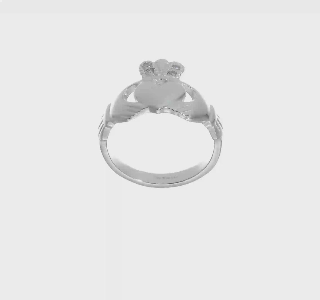 Sterling Silver Polished CZ Claddagh Ring, view 6 of 6