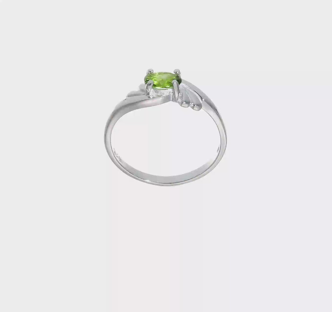 Sterling Silver Lime Green Oval CZ Ring, view 7 of 7