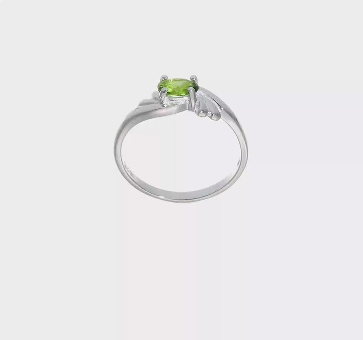Sterling Silver Lime Green Oval CZ Ring, view 7 of 7