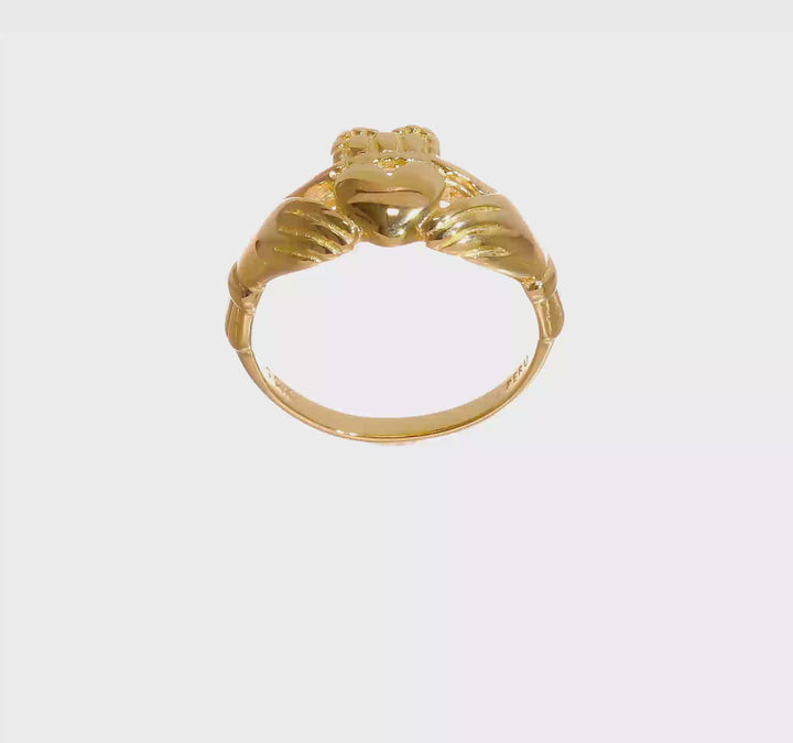 14k Yellow Gold 12 mm 4.48 g Men's Polished Claddagh Ring, view 7 of 7