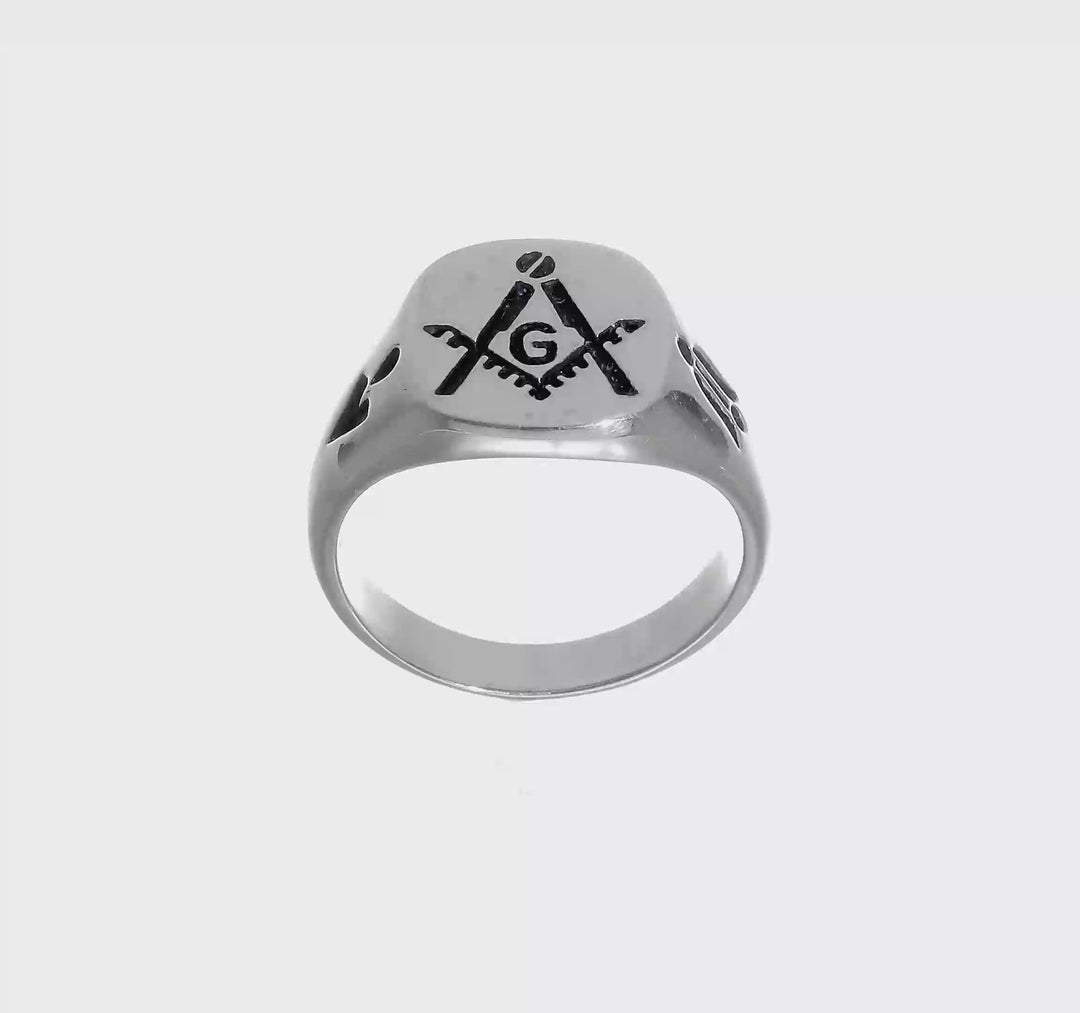 14k White Gold 3.8 mm IB Goodman (No Enamel) Masonic Men's Ring, view 7 of 7