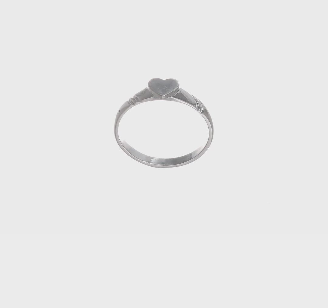 14k White Gold 5.0x5.0mm Closed Back Heart Signet Ring, view 7 of 7