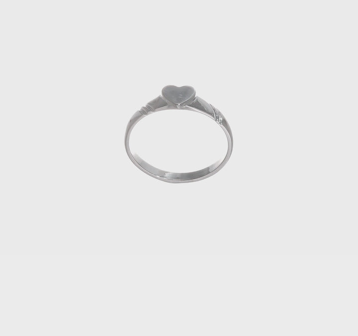 14k White Gold 5.0x5.0mm Closed Back Heart Signet Ring, view 7 of 7