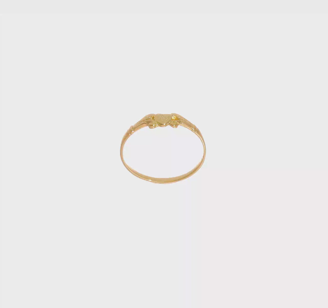 14k Yellow Gold Textured Mini Heart Ring, view 8 of 8