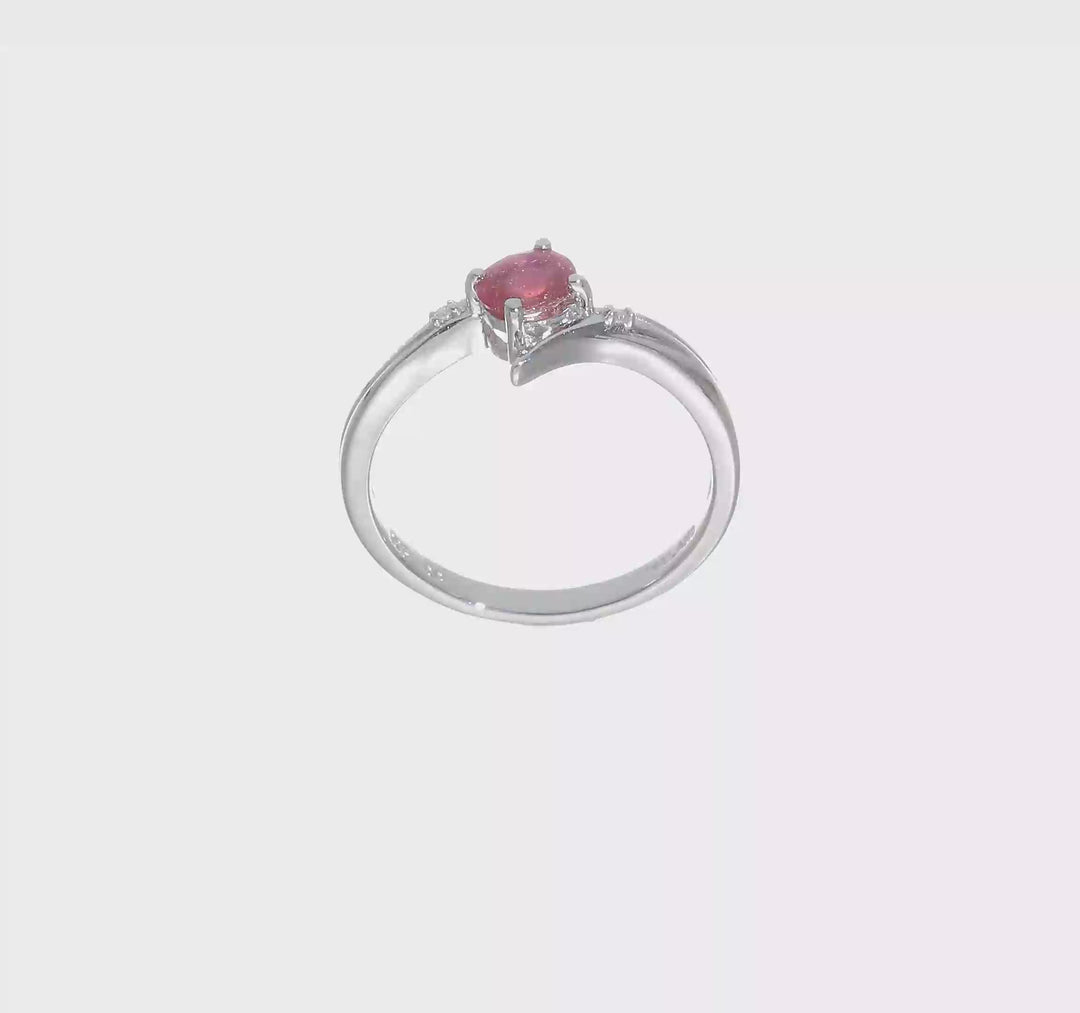 Sterling Silver Ruby and Diamond Ring, video