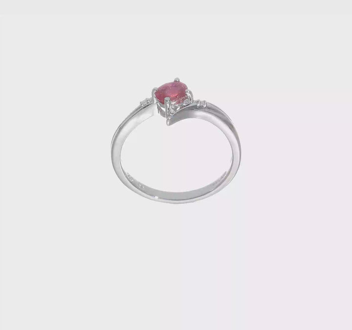 Sterling Silver Ruby and Diamond Ring, video