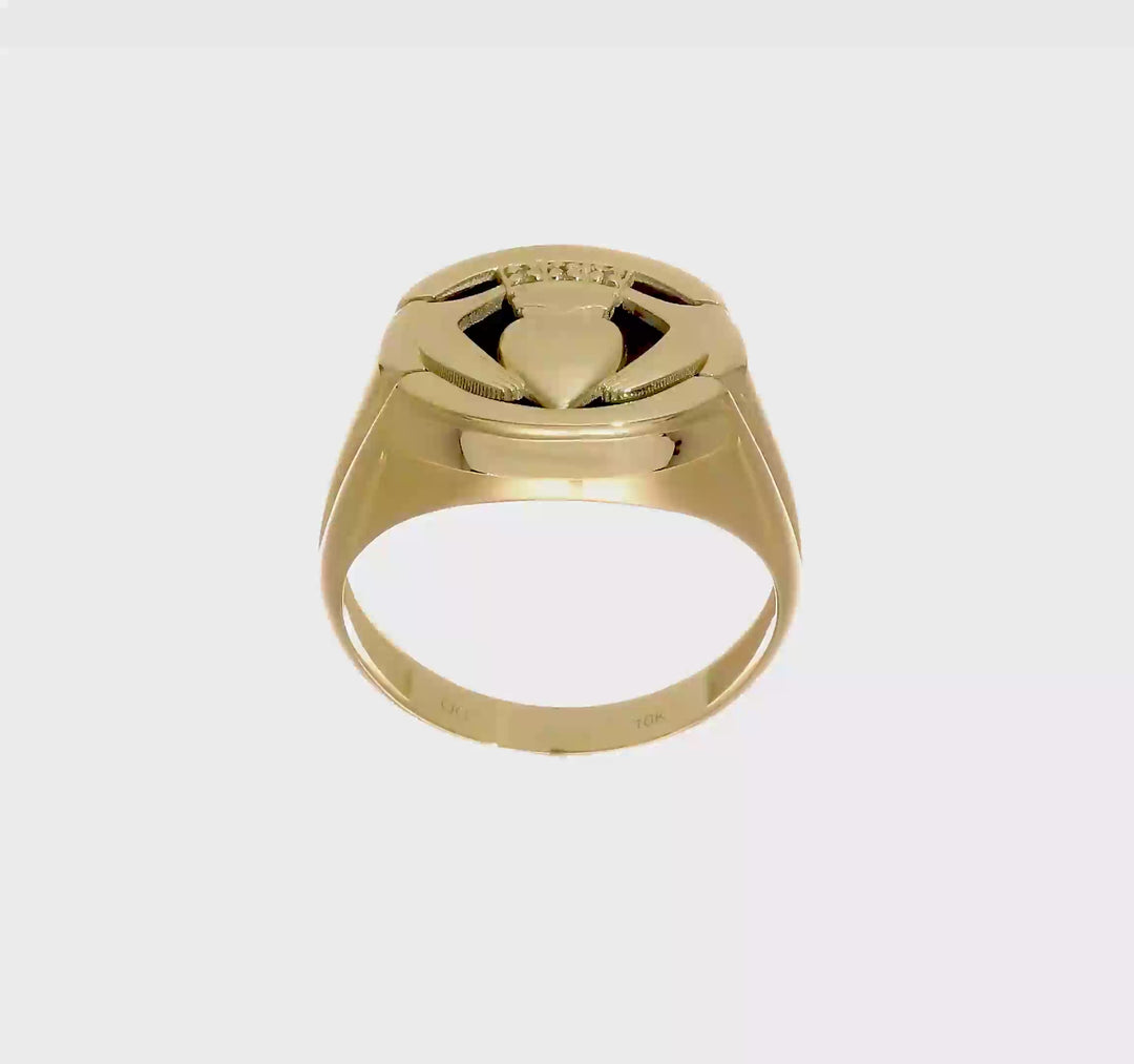 10k Yellow Gold Diamond and Black Onyx Men's Claddagh Ring, video