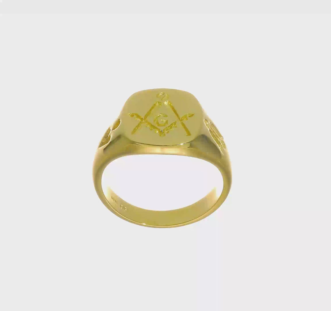 14k Yellow Gold 3.8 mm IB Goodman (No Enamel) Masonic Men's Ring, view 8 of 8