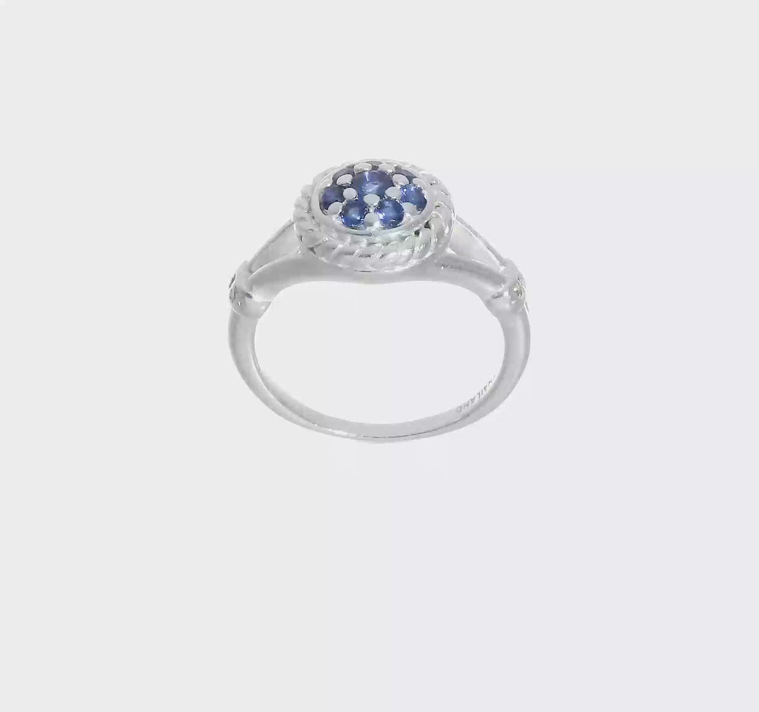 Sterling Silver Blue & White CZ Ring, view 7 of 7