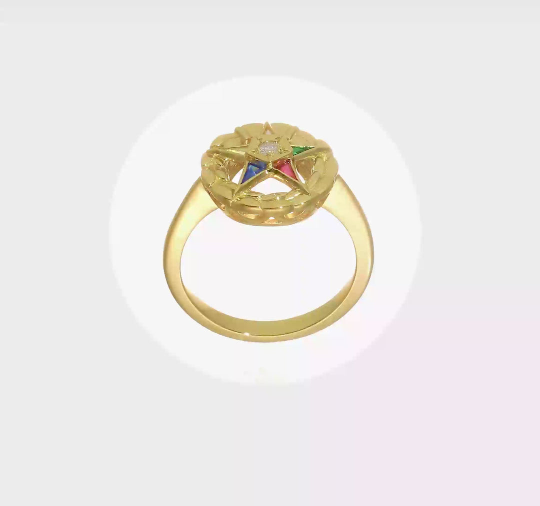 14k Yellow Gold 3.75 g with Multi-Color CZ and Eastern Star Ring, view 8 of 8