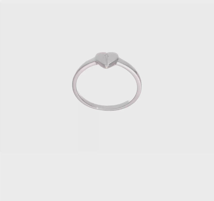 Sterling Silver Polished & Satin CZ Heart Ring, view 7 of 7