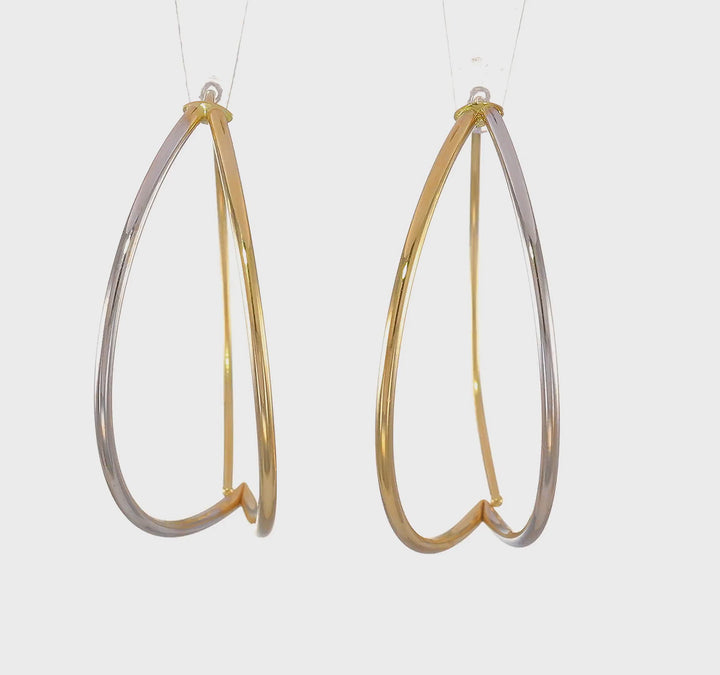 14K Yellow Gold Timeless White Rhodium 40mm Threader Earrings
