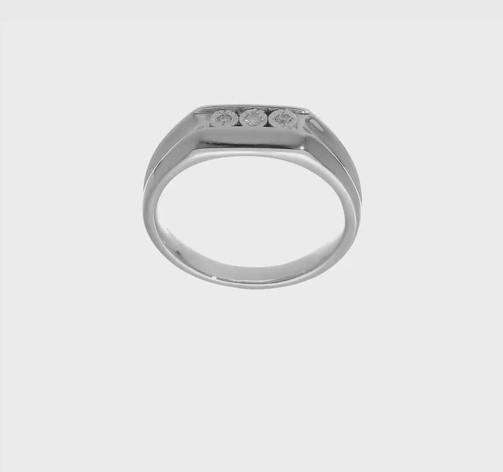 Sterling Silver 3 mm 5.57 g Diamond Men's Ring, view 7 of 7