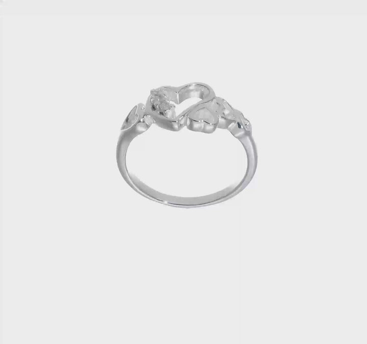Sterling Silver 3 mm CZ Heart Ring, view 7 of 7