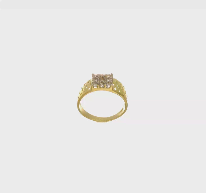 10k Yellow Gold 9-Stone CZ and Lattice Ring, view 6 of 6