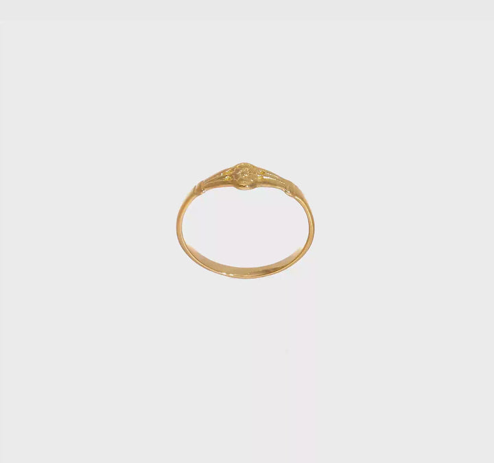 14k Yellow Gold Polished Oval Flower Ring, view 7 of 7