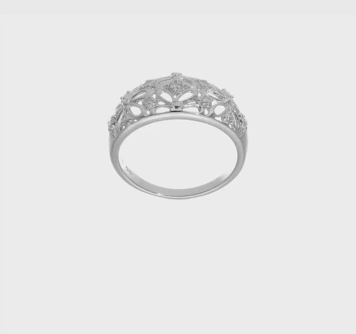Sterling Silver Round 5-Stone Diamond Ring, video