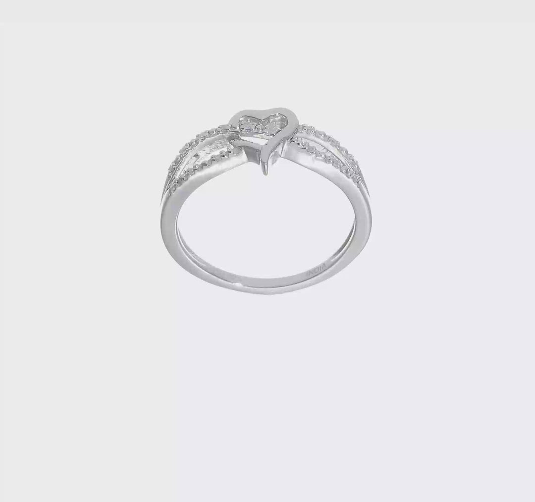 Sterling Silver 2 mm 10 mm Top 1.91 g Diamond Heart Ring, view 7 of 7
