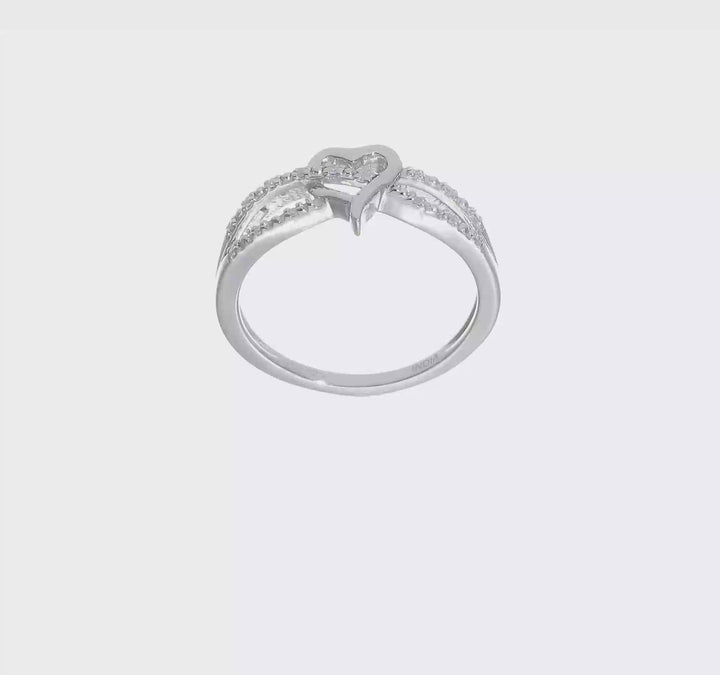 Sterling Silver 2 mm 10 mm Top 1.91 g Diamond Heart Ring, view 7 of 7