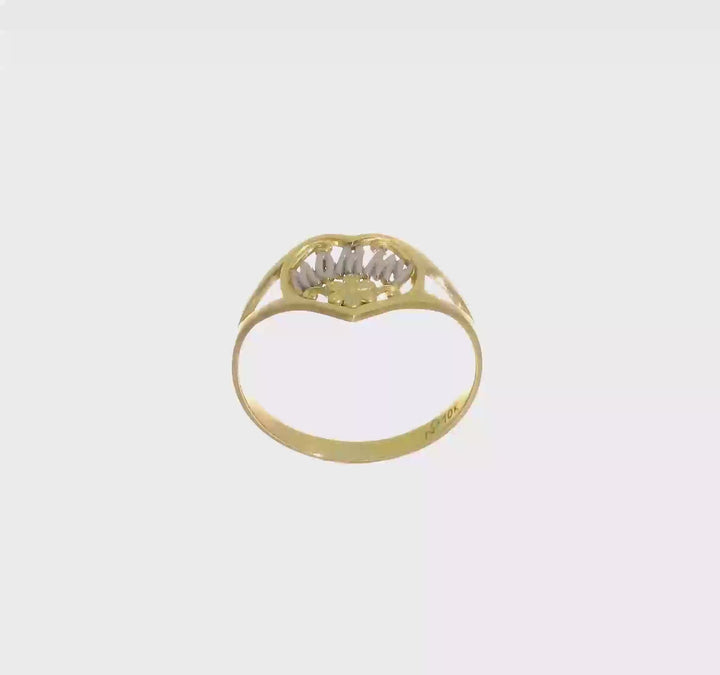 10k Yellow Gold Mommy with Flower Heart Ring, view 7 of 7