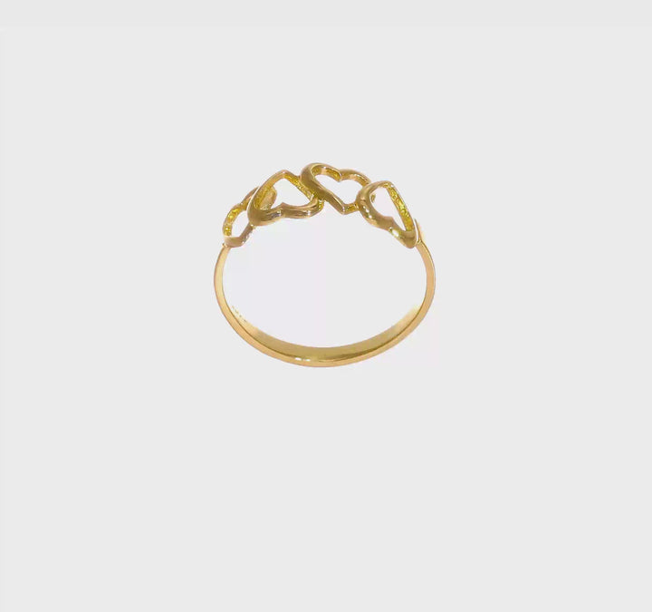 14k Yellow Gold 2.2 mm Polished Hearts Ring, view 5 of 5