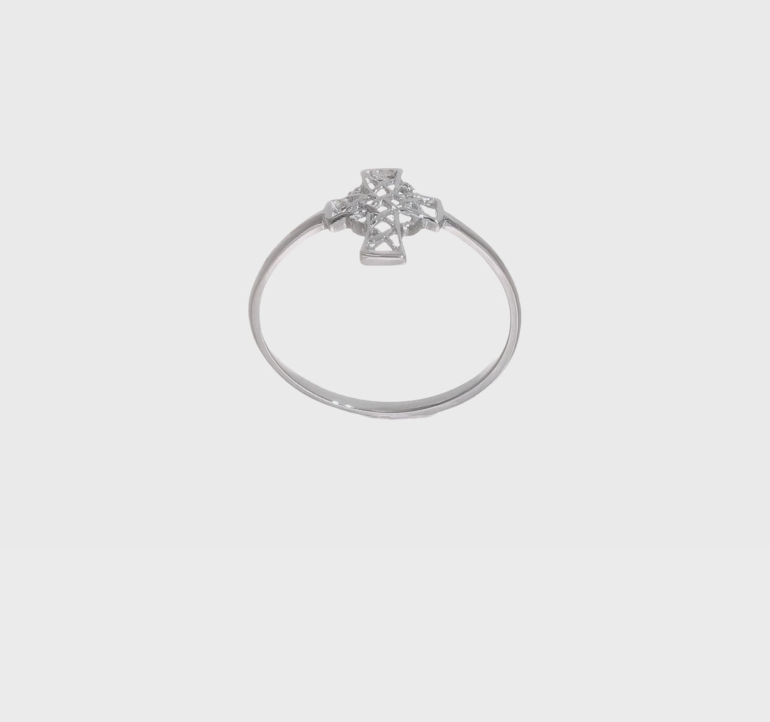 14k White Gold Polished Celtic Knot Cross Ring, view 7 of 7